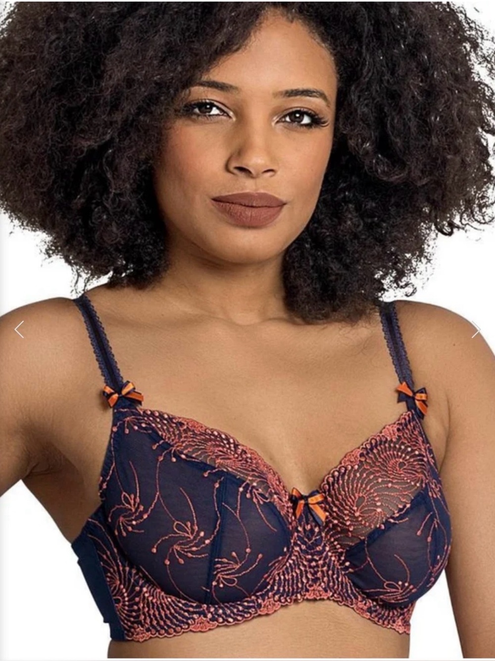 Fit Fully Yours Nicole Underwire Bra in Navy and Coral SZ 42 F (DDD)